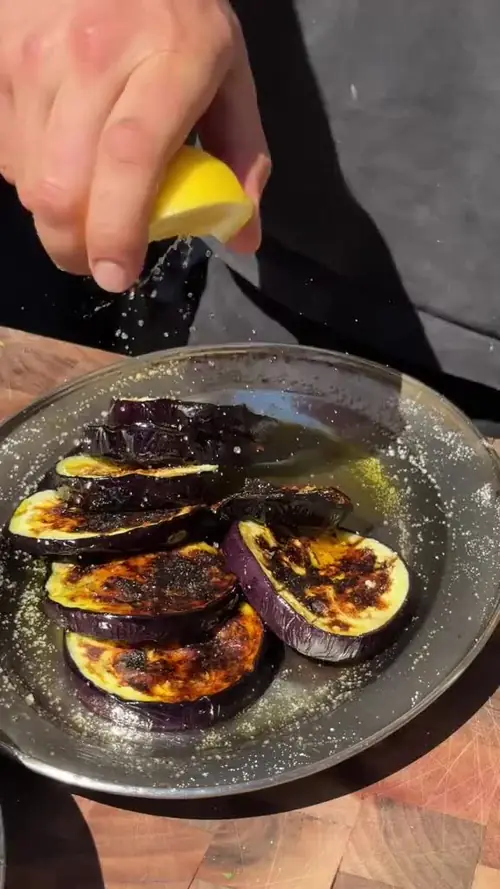 Grilled Aubergine & Fried Egg Pita